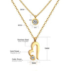 Double Layer CZ Crystal Pendant Necklace