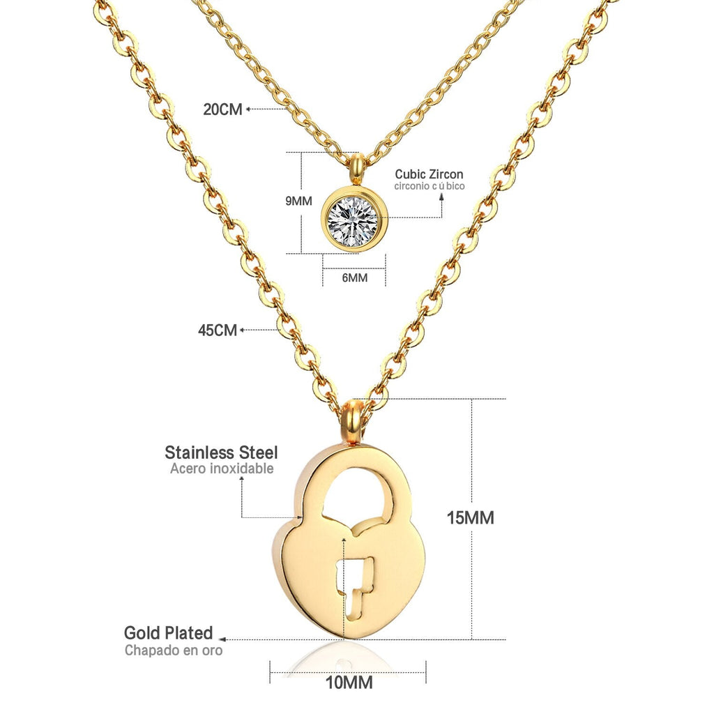 Double Layer CZ Crystal Pendant Necklace