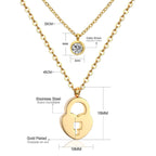 Double Layer CZ Crystal Pendant Necklace