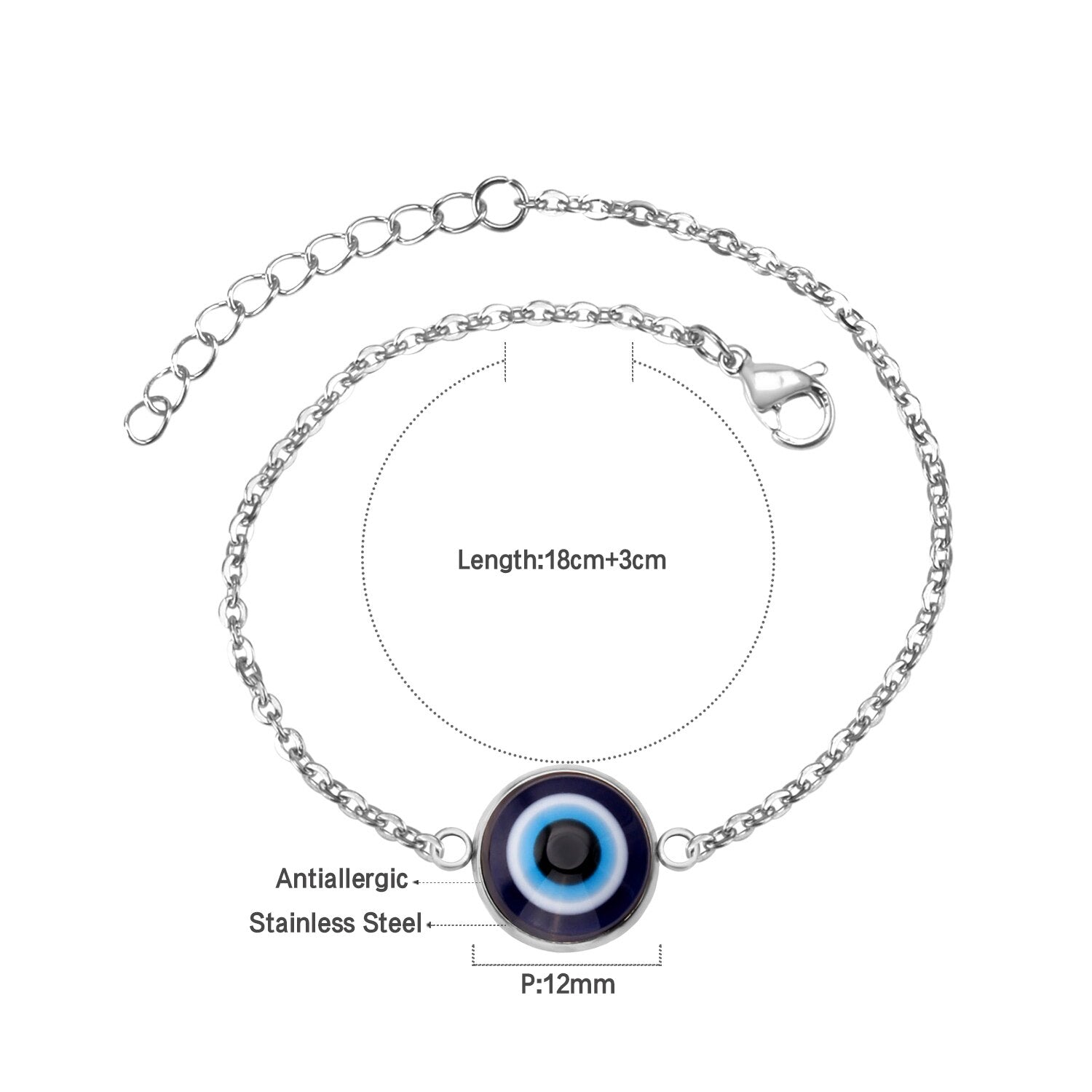 Blauwe oog kubieke zirkonia kettingarmband 