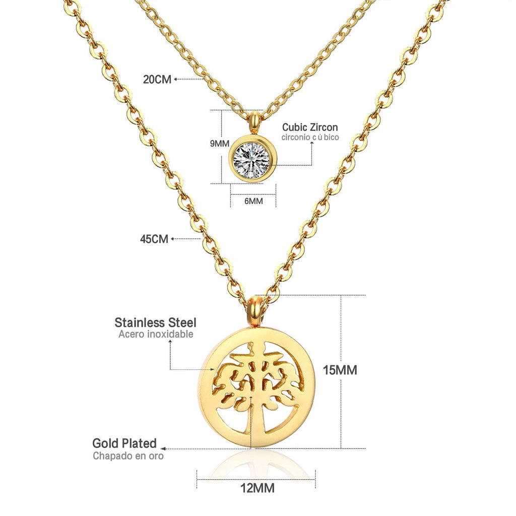 Double Layer CZ Crystal Pendant Necklace