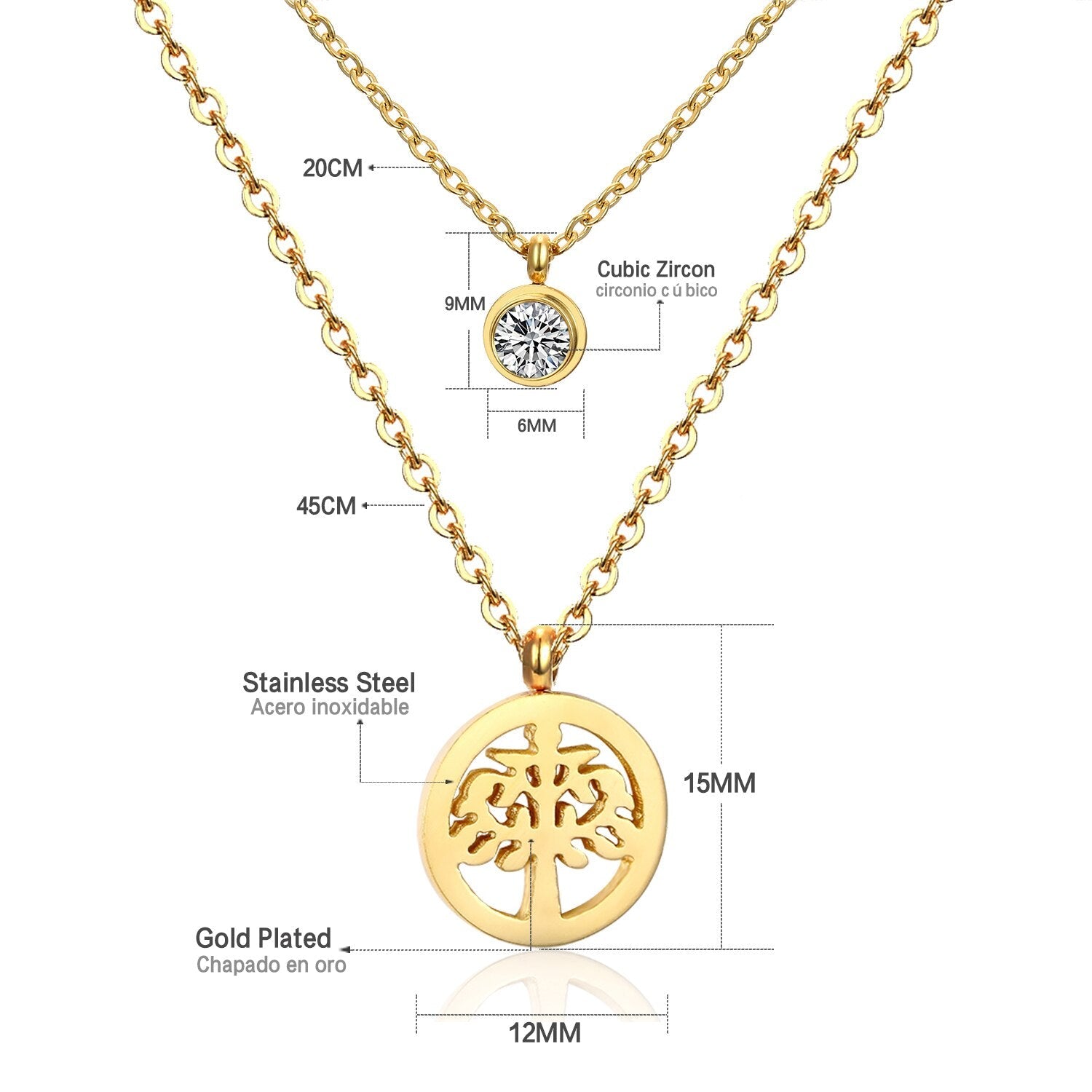 Dubbele laag CZ kristal hanger ketting 