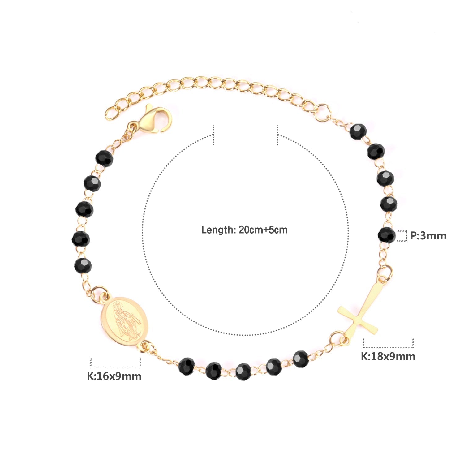 Verstelbare armband met kristallen kralen 