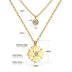Double Layer CZ Crystal Pendant Necklace