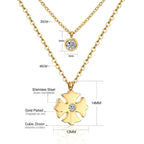 Double Layer CZ Crystal Pendant Necklace
