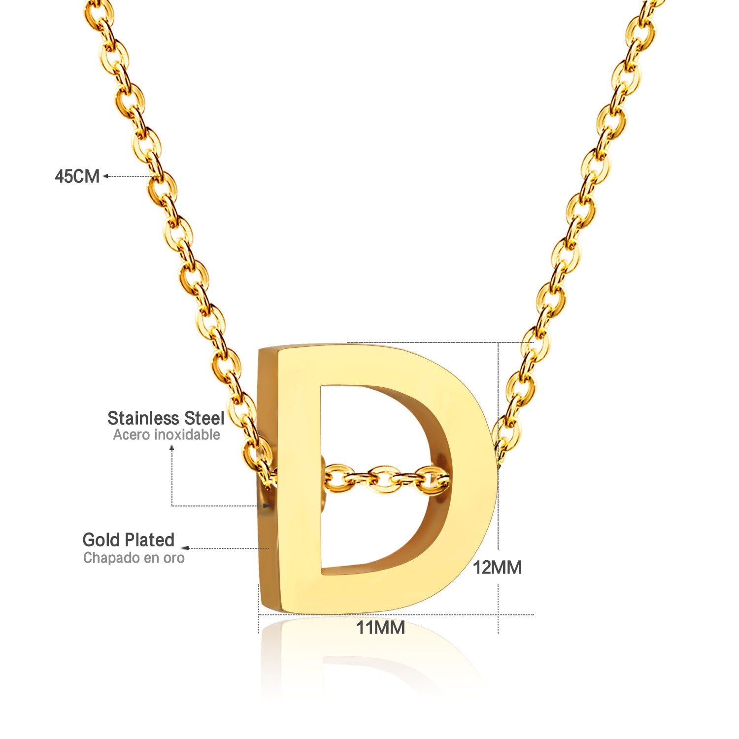 Alphabet initial necklaces A–Z – gold stainless steel personalized jewelry