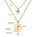 Double Layer CZ Crystal Pendant Necklace