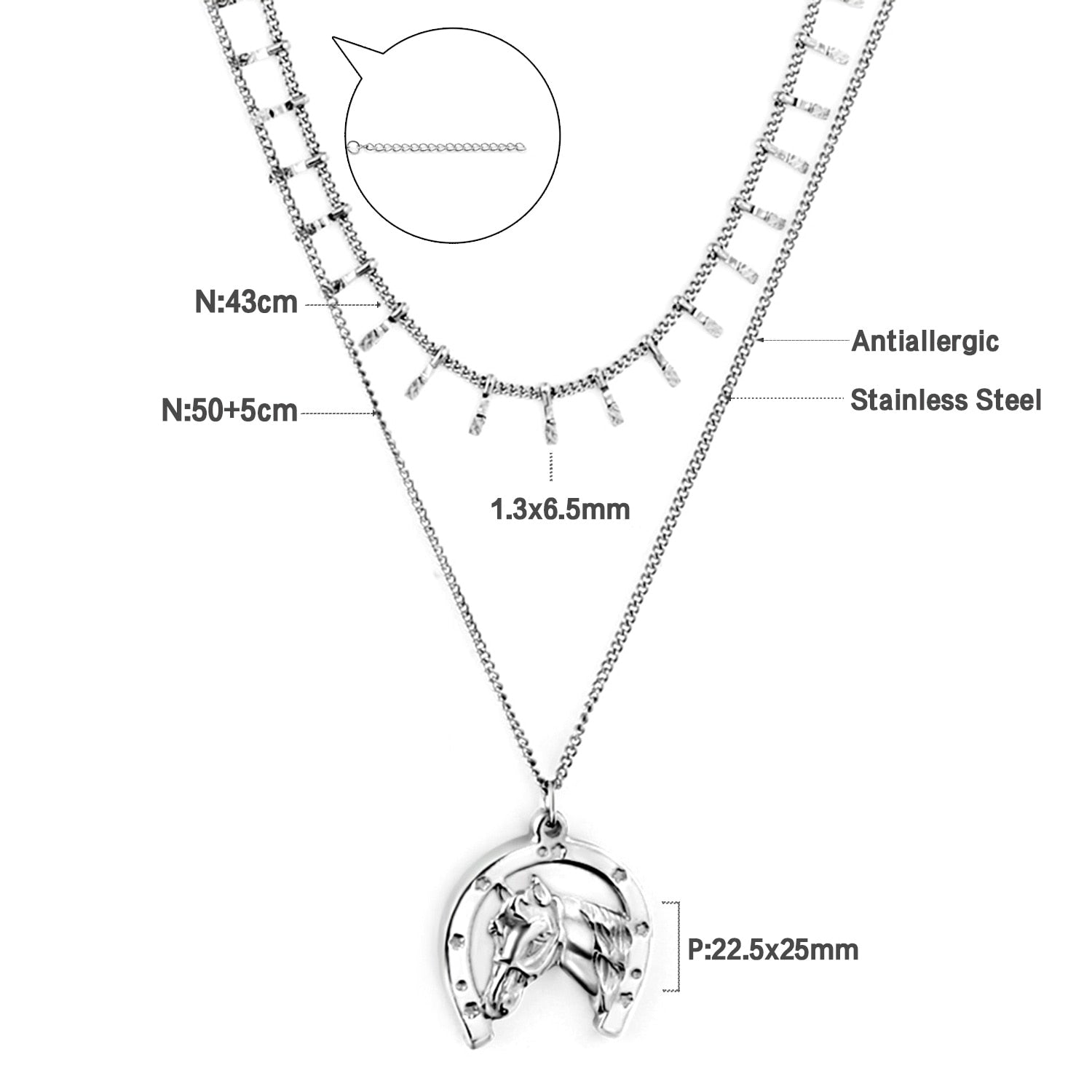 Dubbele laag schelp en zwarte druppelolie ketting