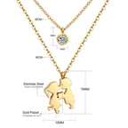 Double Layer CZ Crystal Pendant Necklace