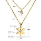 Double Layer CZ Crystal Pendant Necklace