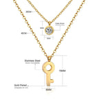 Double Layer CZ Crystal Pendant Necklace