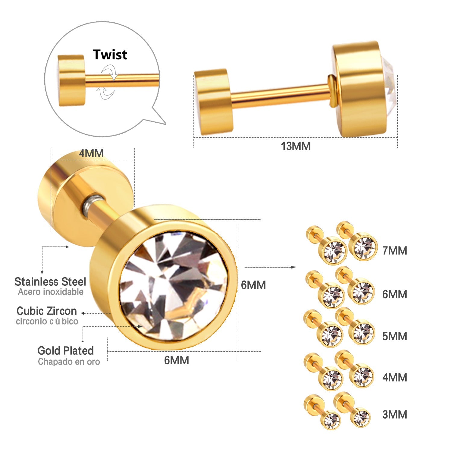 Cilindrische witte diamantschroefpluggen