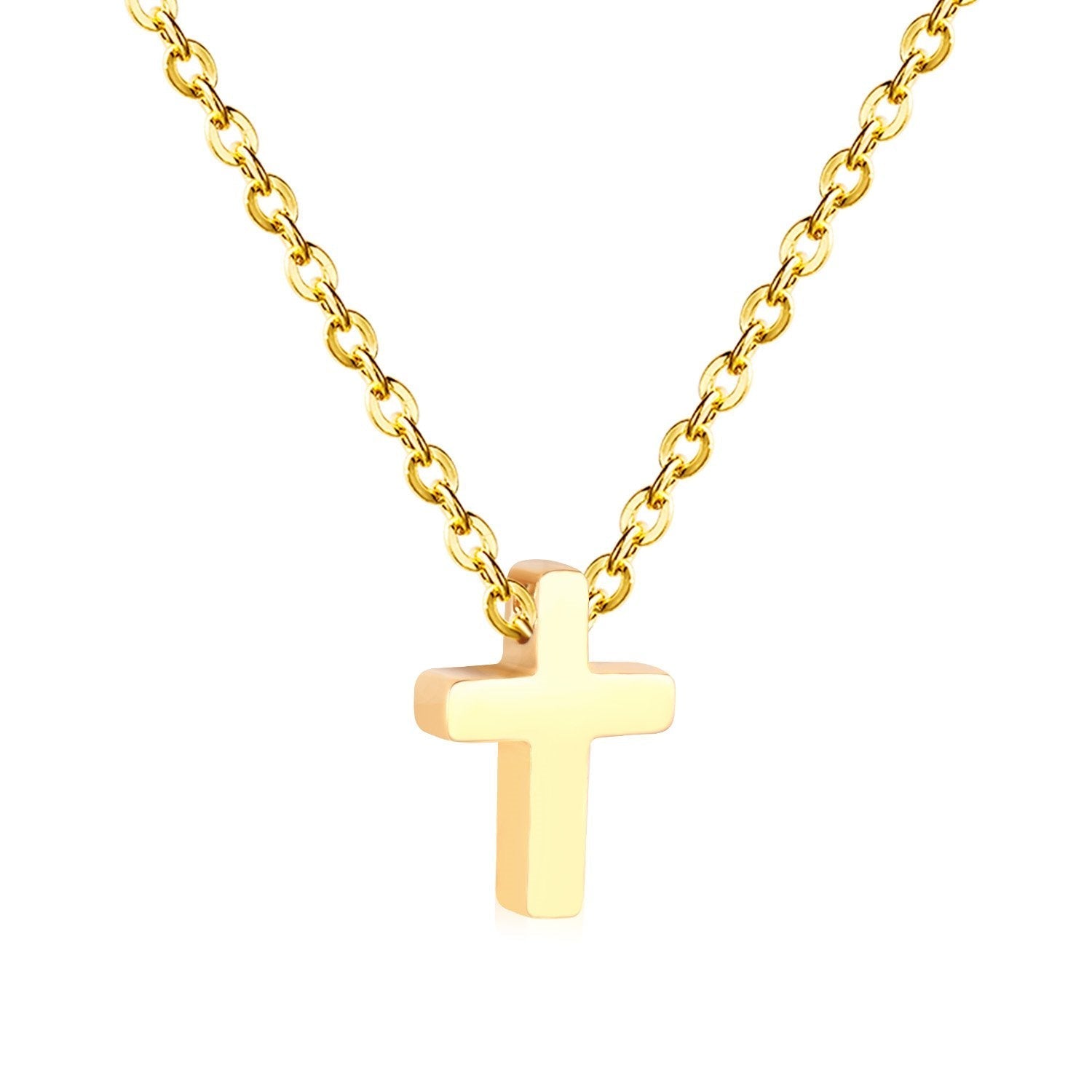 Cross Pendant Rolo Cuban Link Necklace