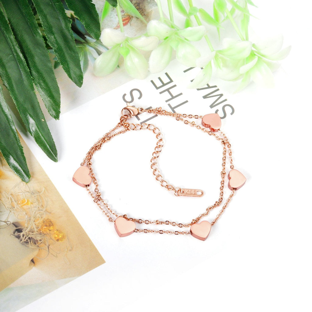Multi-layer Heart Charm Bracelet