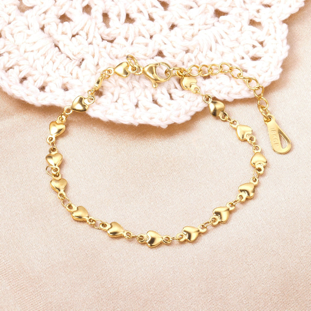 Heart Charm Chain Bracelet Gold