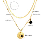 Double Layer Shell & Black Drip Oil Necklace