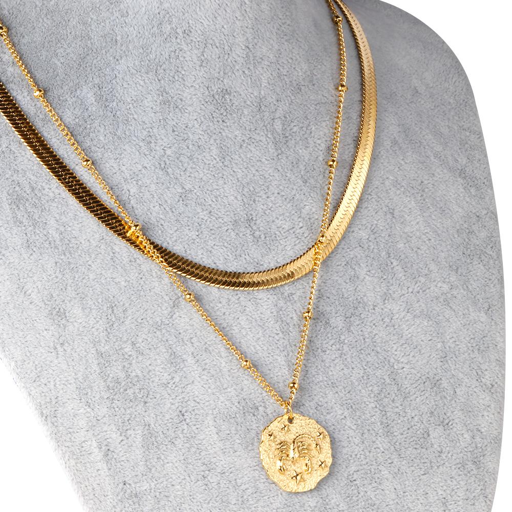 Meerlaagse platte ketting met schorpioenhanger 