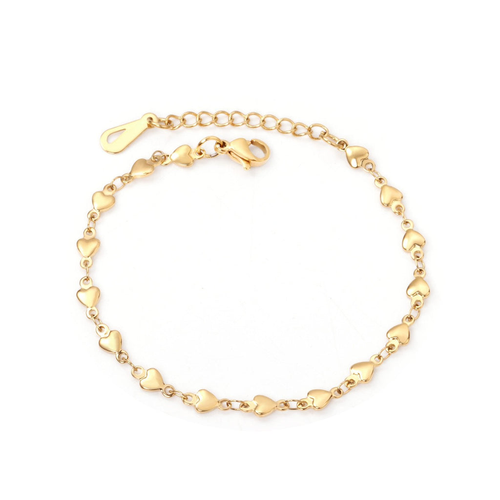 Heart Charm Chain Bracelet Gold