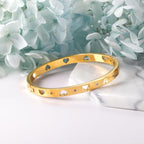 Gold Heart Pattern Cubic Zirconia Bangle