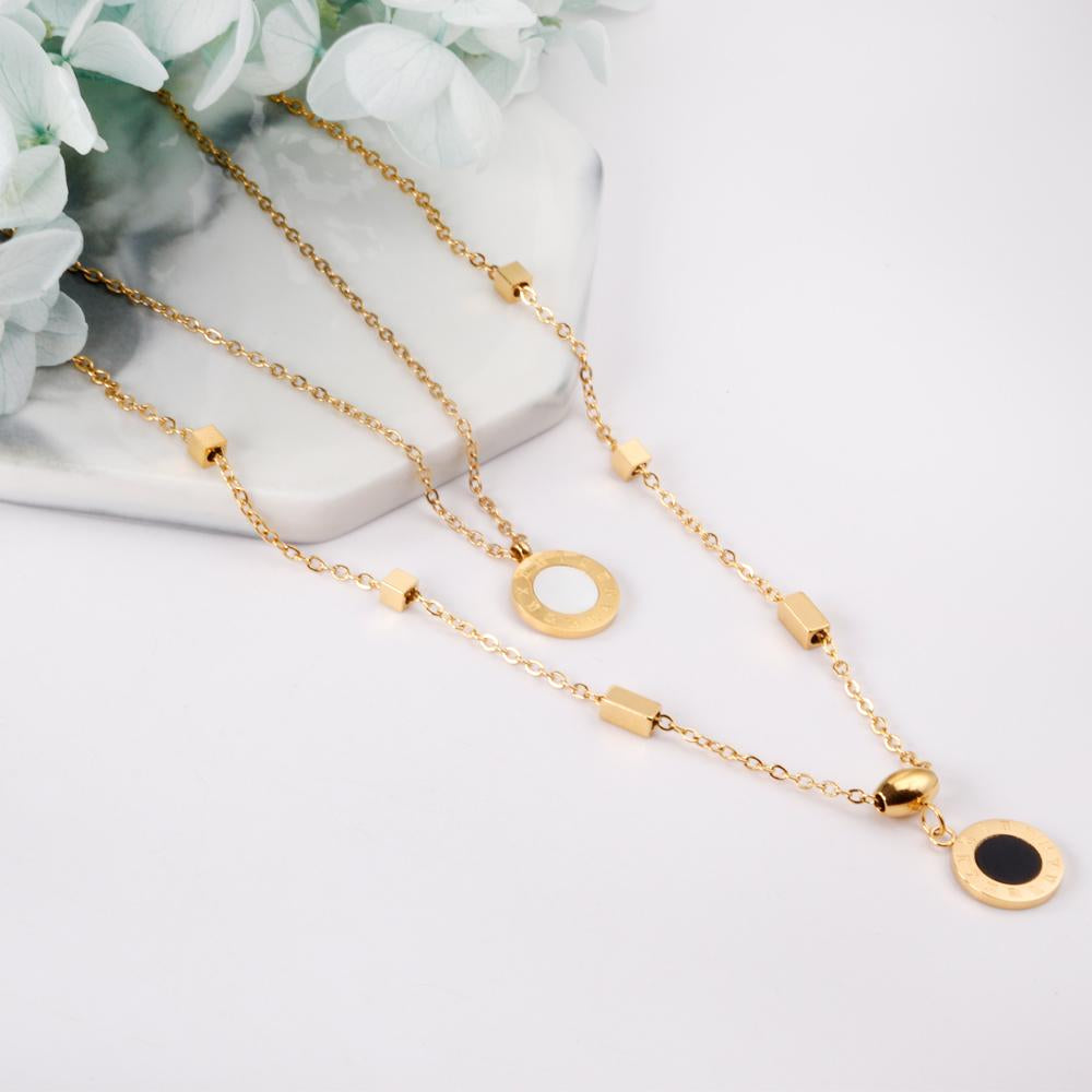 Romantische dubbele hanger met Romeinse cijfers ketting 