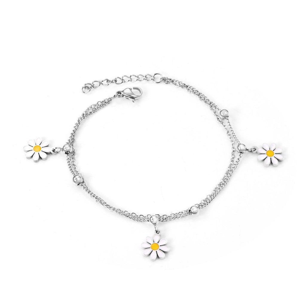 Kleine bloem dubbele ketting armband 