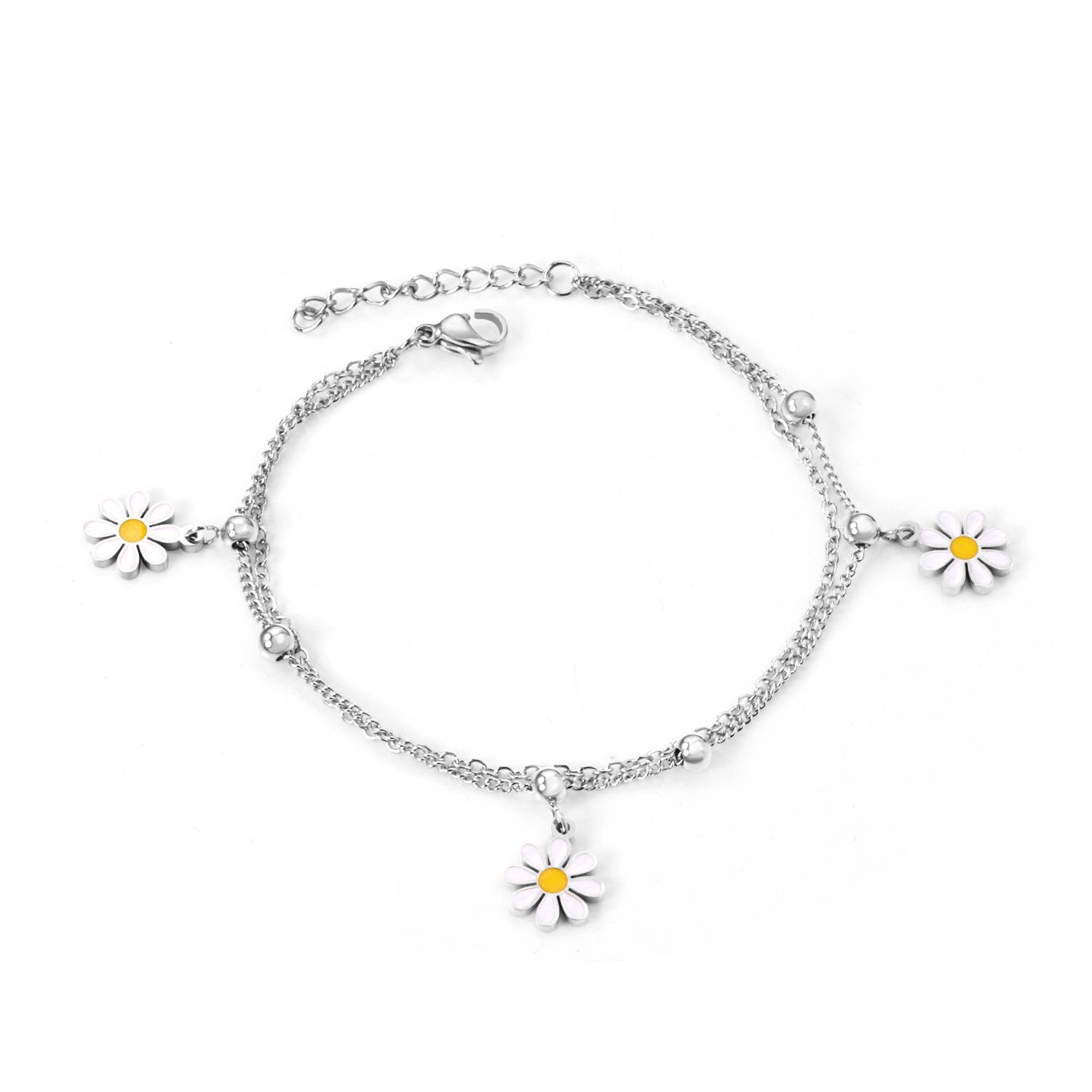 Kleine bloem dubbele ketting armband 