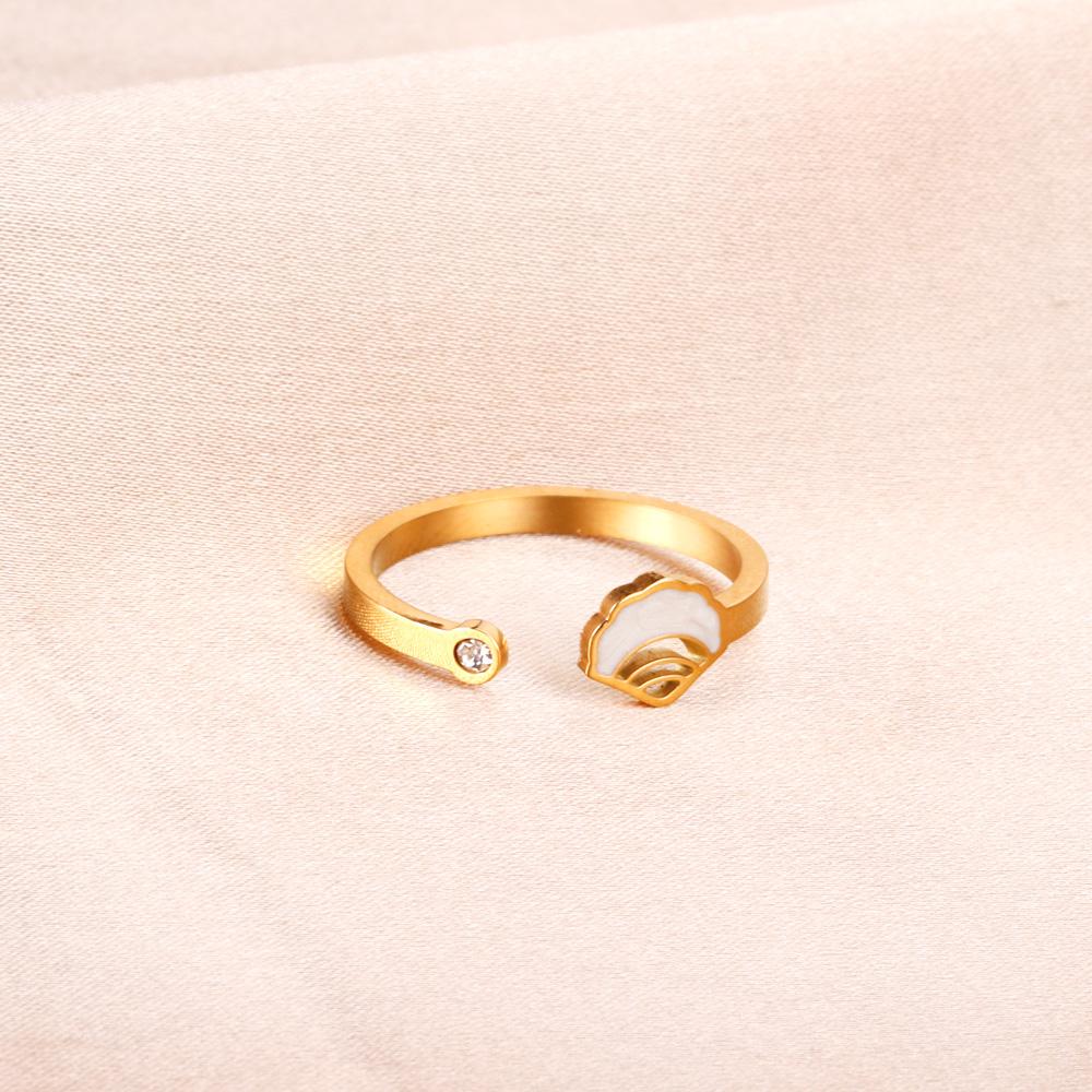 Trendy open ring met schelppatroon 
