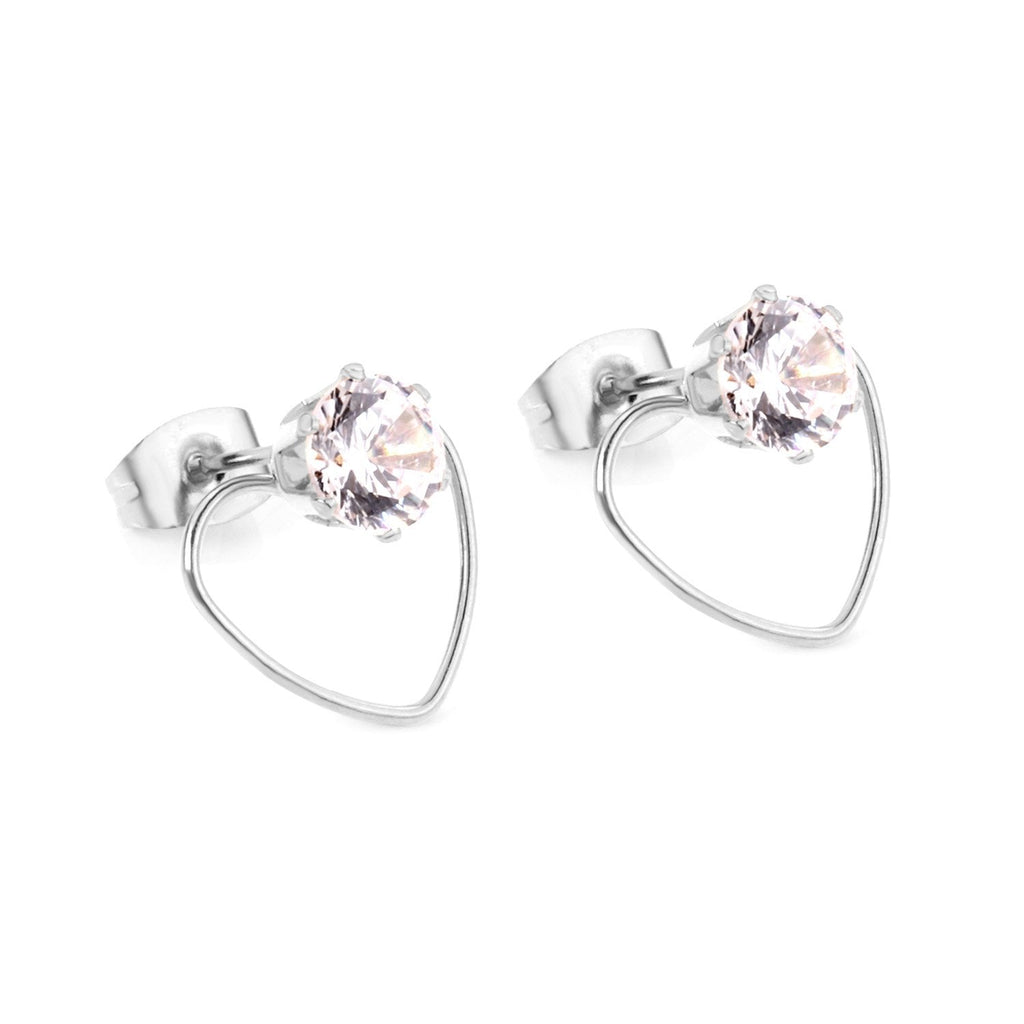 Hartvormige ronde zirkonia oorbellen 