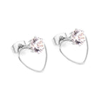 Hartvormige ronde zirkonia oorbellen 