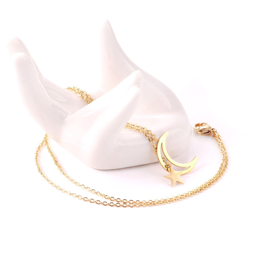 Gouden maan- en sterhangerketting 