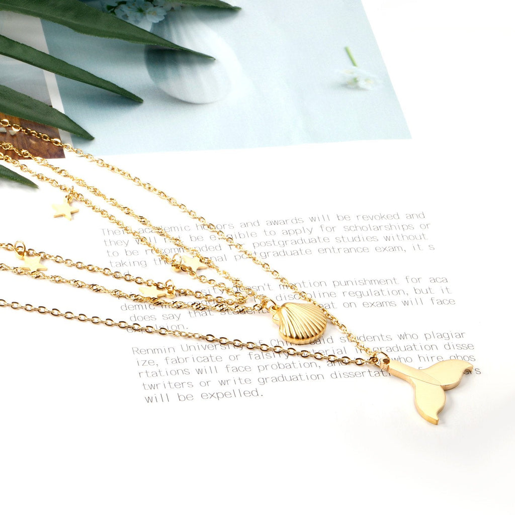Schelpvisstaart &amp; Ster Meerlaagse Ketting