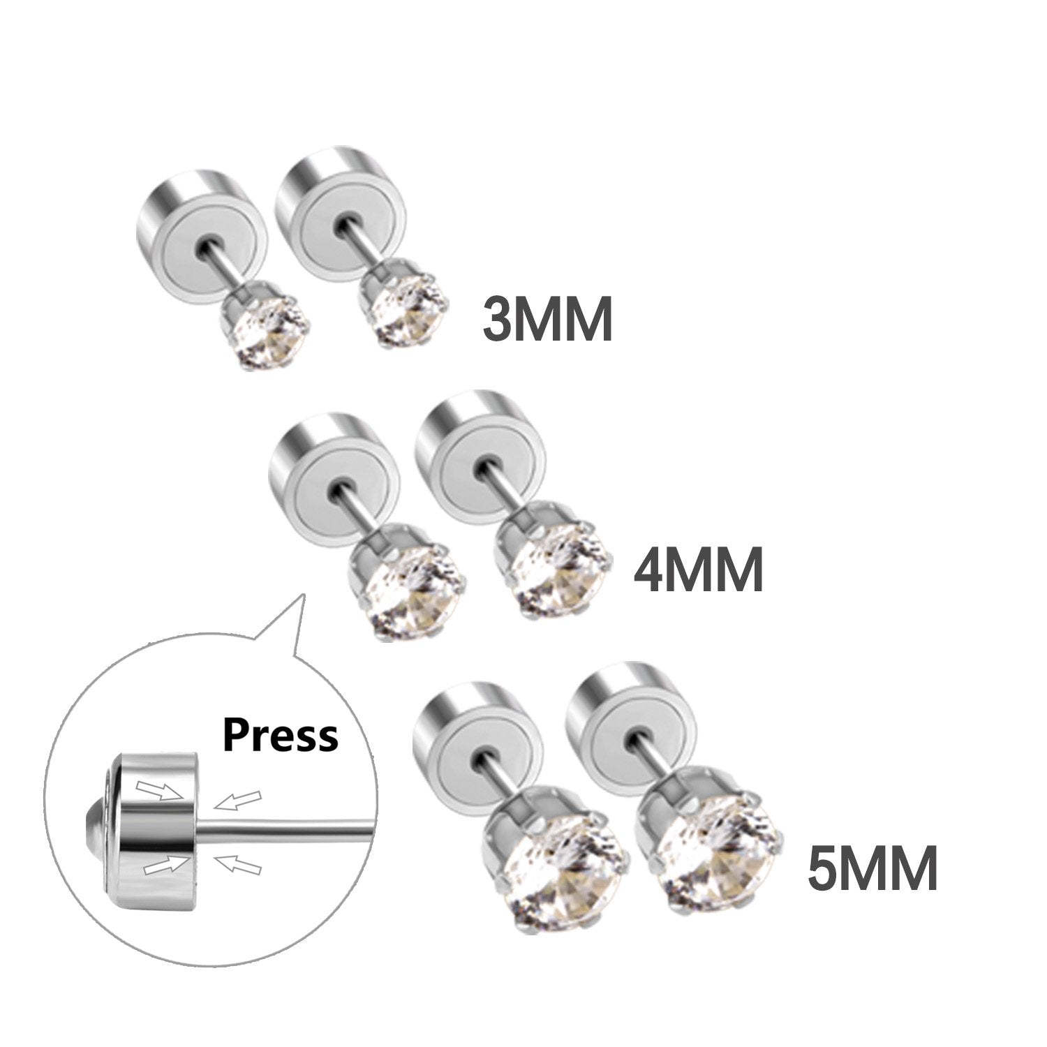 Ronde zirkonia piercing oorbellen