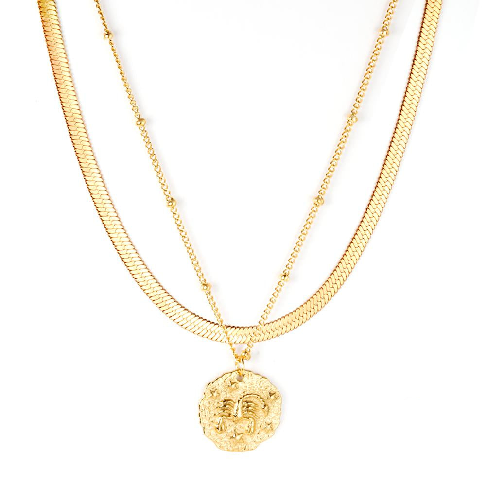 Meerlaagse platte ketting met schorpioenhanger 