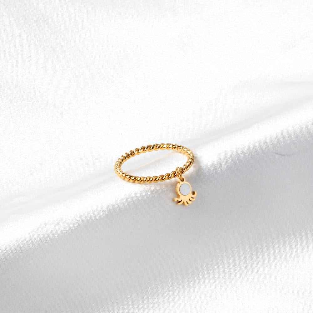 Gouden roestvrijstalen bedelring 