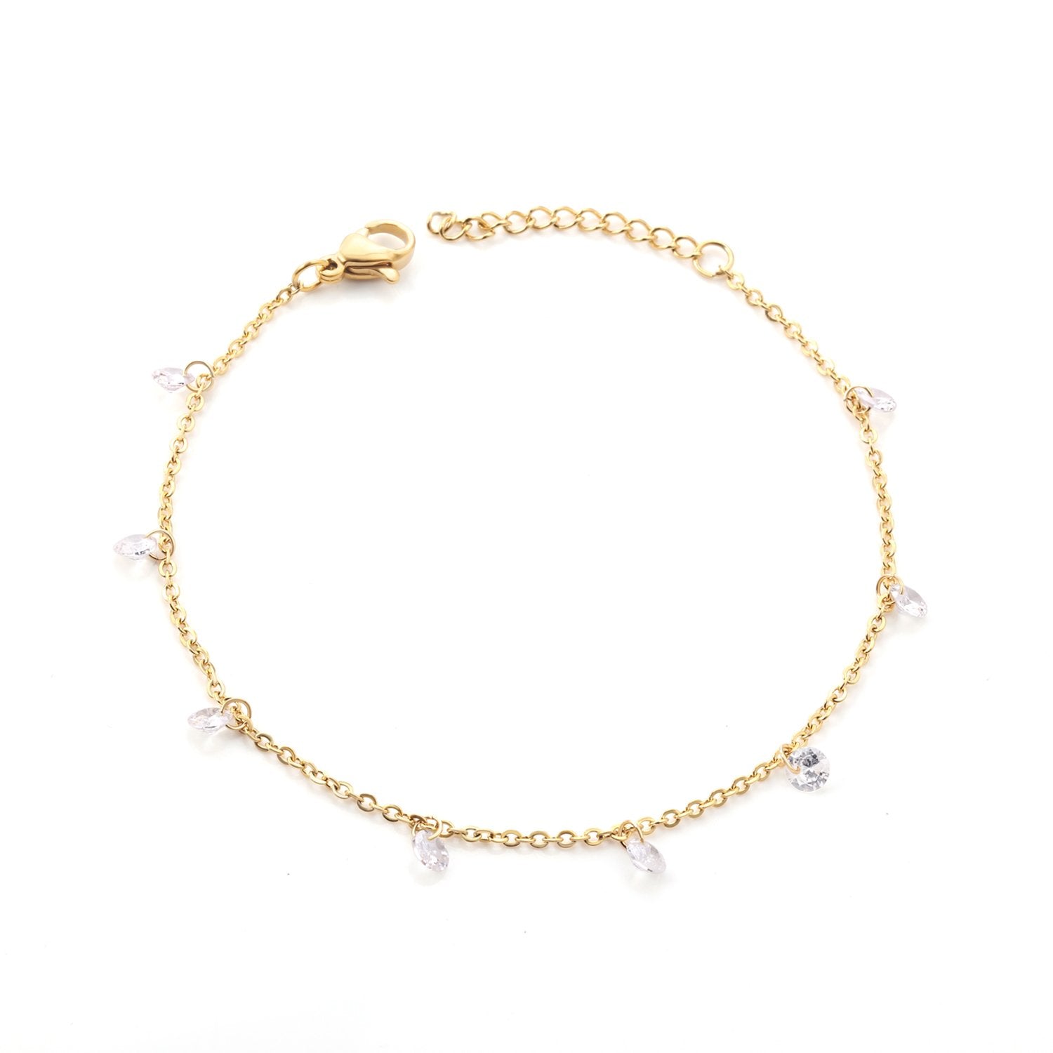 Bracelet à breloques rond en cristal couleur or 