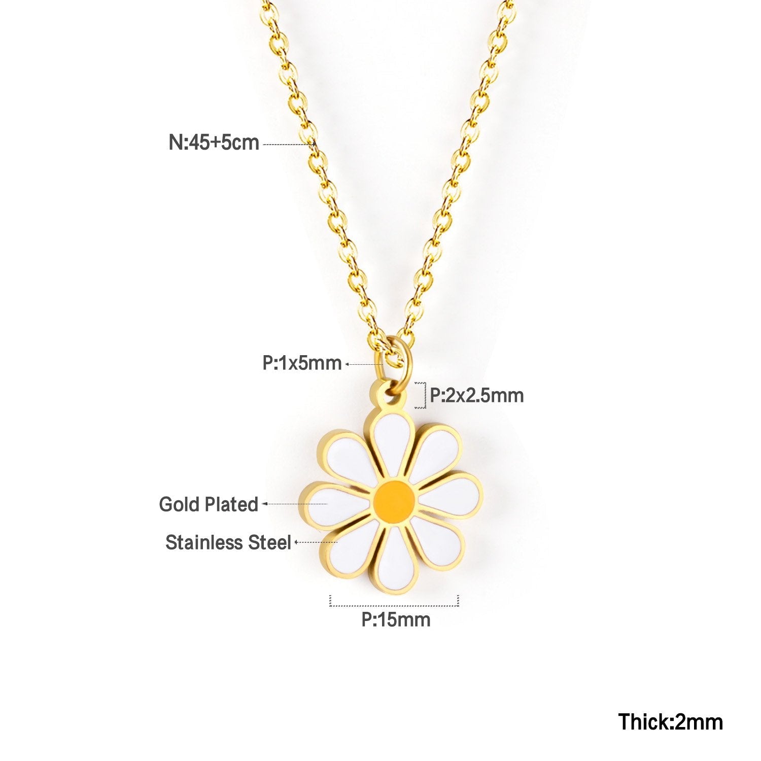 Schattige ronde hangerketting met bloemen