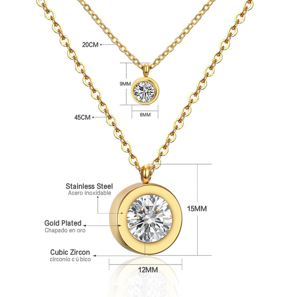 Ketting met ronde hanger en dubbele laag van roestvrij staal