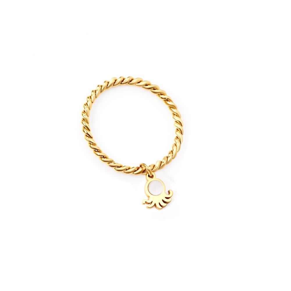 Gouden roestvrijstalen bedelring 