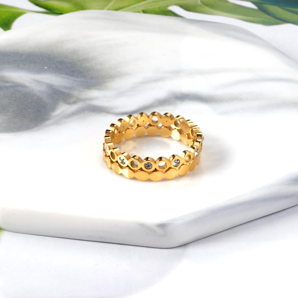 Geometric Cubic Zirconia Gold Ring