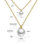 Dubbele schakelketting choker ketting met parel hanger 