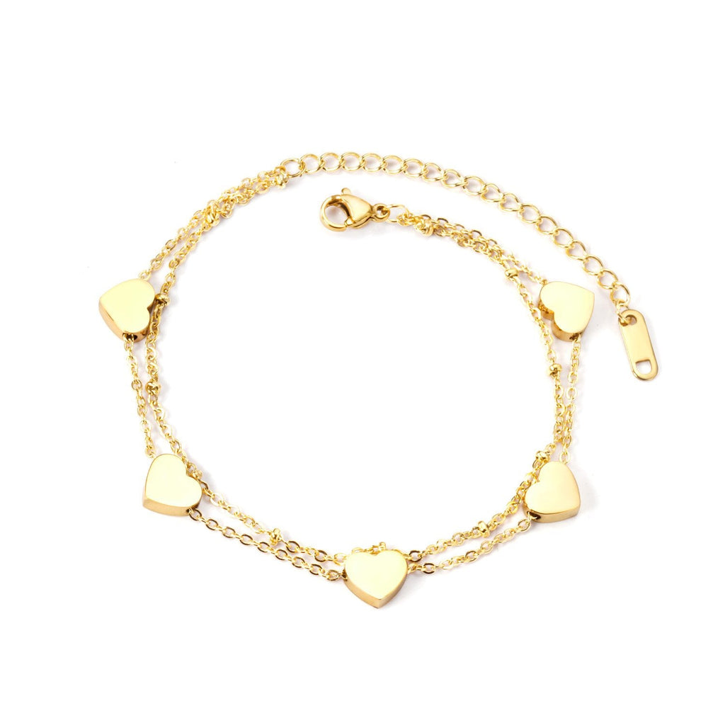Multi-layer Heart Charm Bracelet