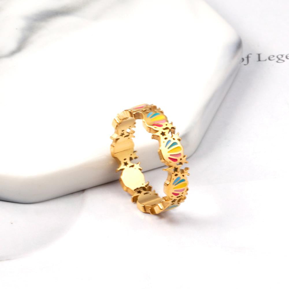 Bague décorative Y2K colorée et dorée 