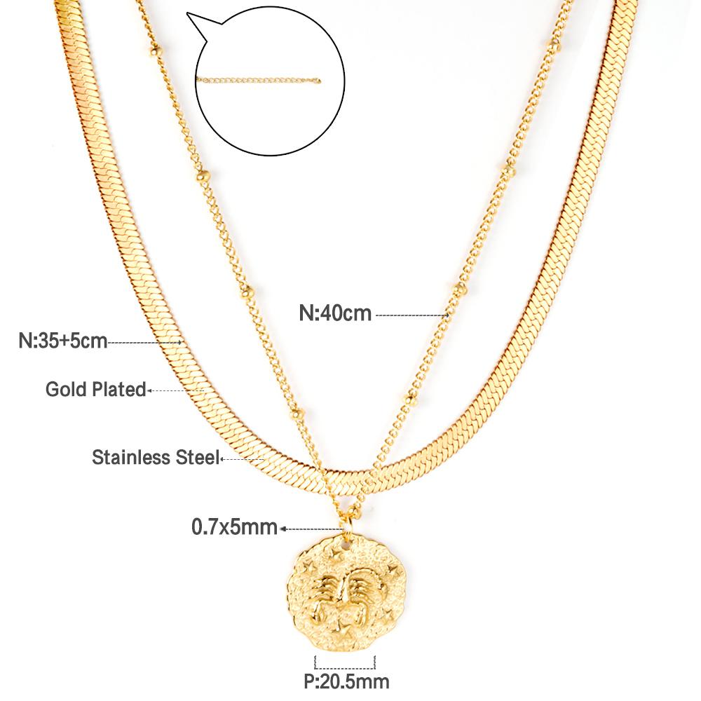 Meerlaagse platte ketting met schorpioenhanger 