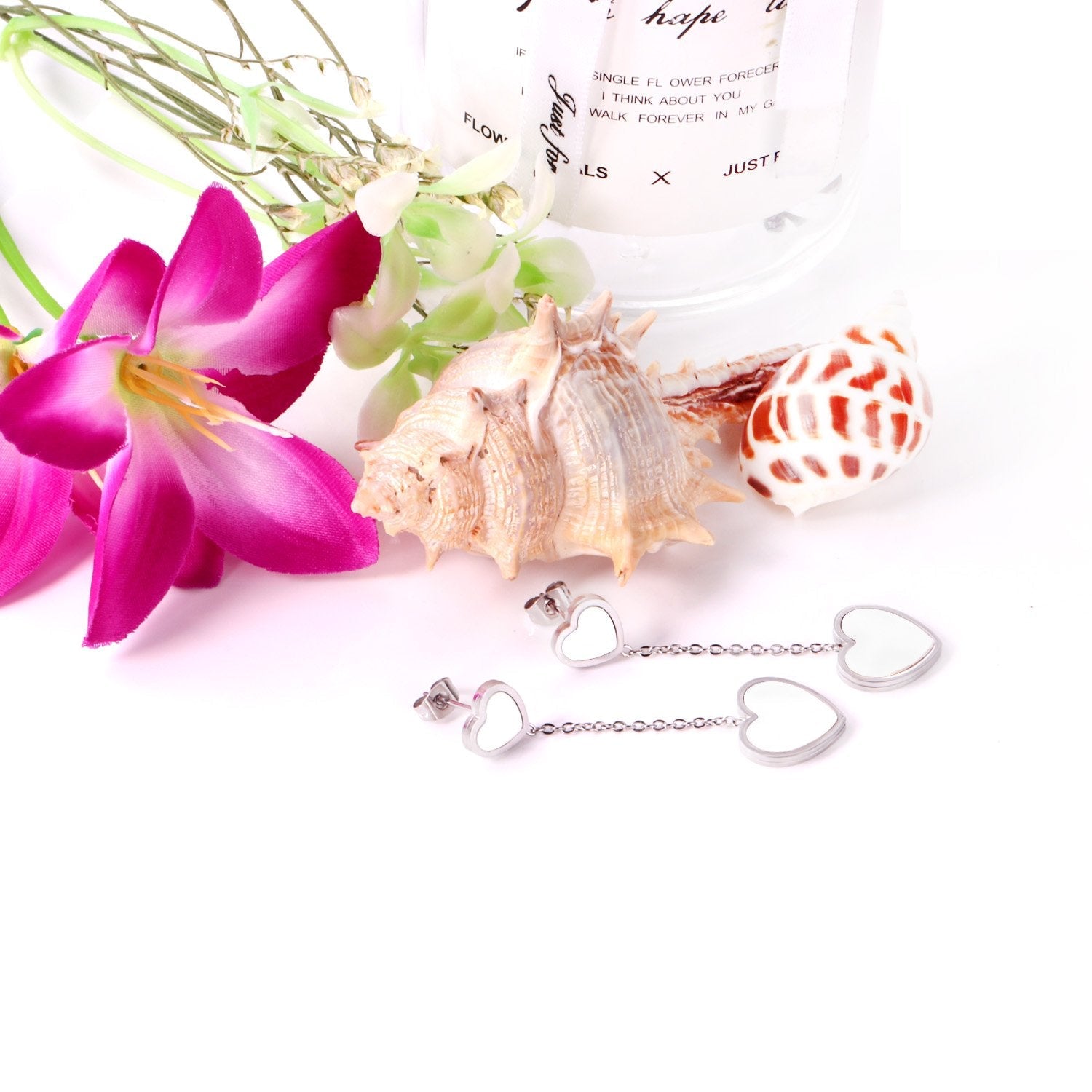 Koreaanse stijl schelp hart oorbellen 