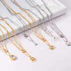 Double Layer CZ Crystal Pendant Necklace