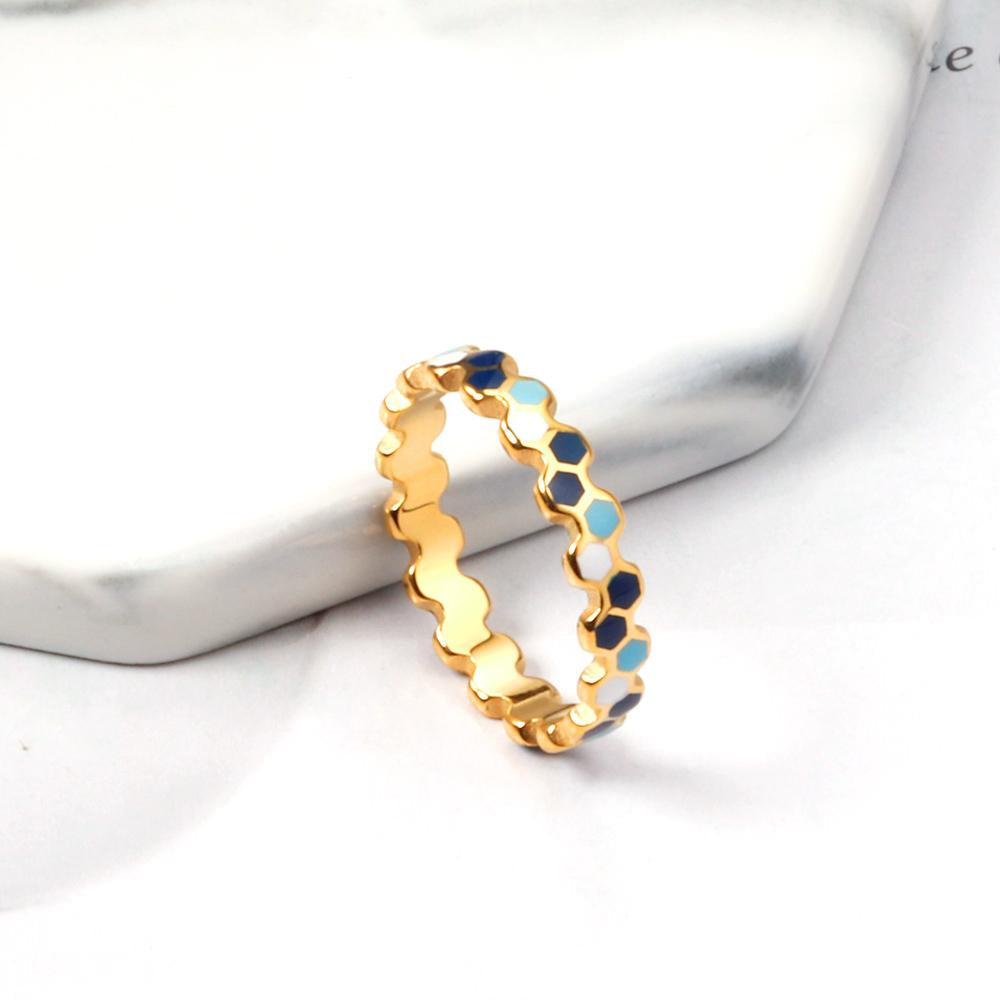 Bague décorative Y2K colorée et dorée 