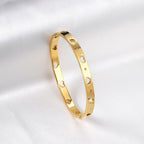 Gold Heart Pattern Cubic Zirconia Bangle