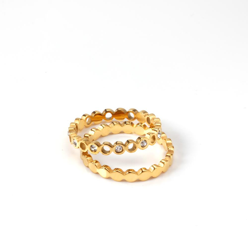 Geometrische gouden ring met kubieke zirkonia 