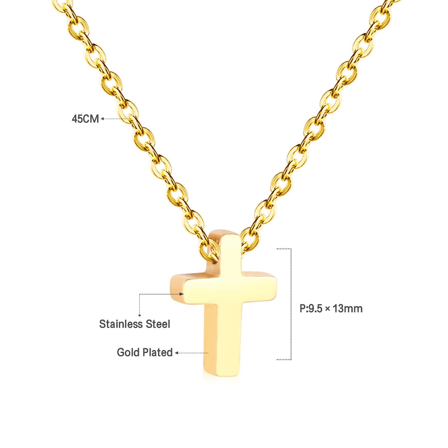 Cross Pendant Rolo Cuban Link Necklace