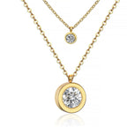 Ketting met ronde hanger en dubbele laag van roestvrij staal